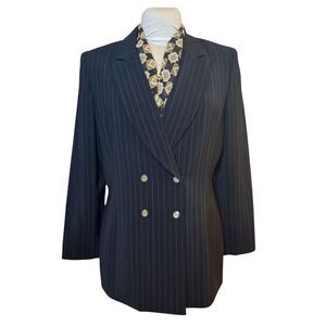 Le Suit Women’s Double Breasted Pinstripe blazer W/Scarf Sz. 12